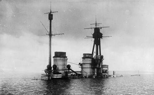 The Upper–Works Of The German Battle Cruiser Hindenburg Above The Water At Scapa Flow. Courtesy IWM SP1635