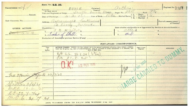 Pension Record Arthur Boyle