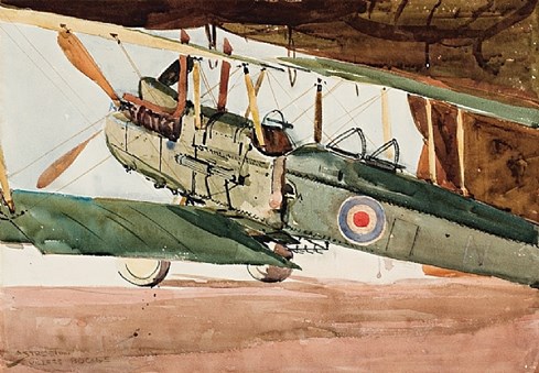 Watercolour By Arthur Streeton Of R.E.8. Aircraft %22N%22 Of 3 Squadron A.F.C.