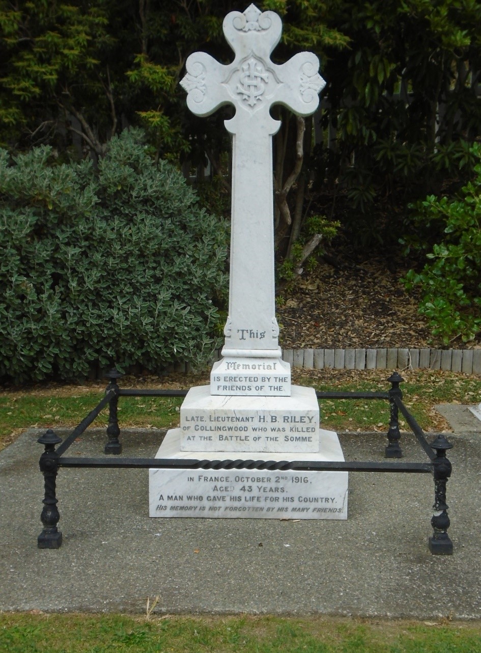 The Memorial To Harry Riley At Collingwood