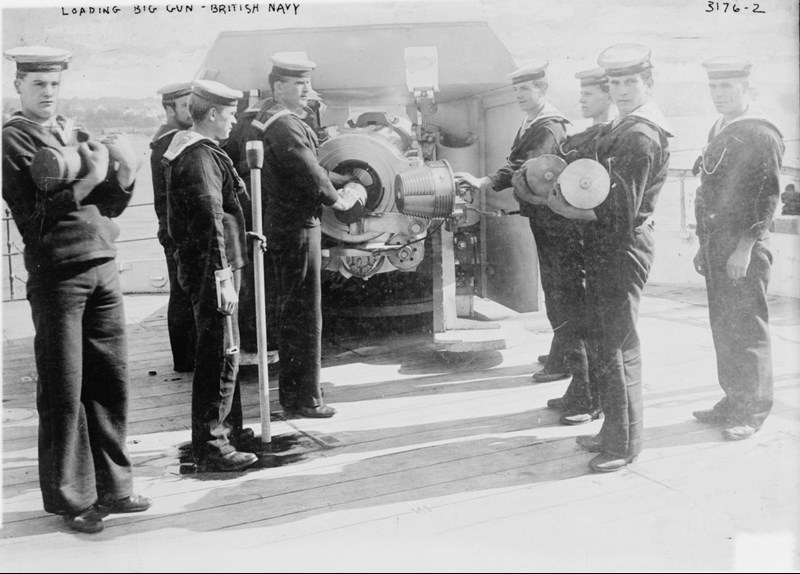 Sailors Pose While Loading A 6 Inch (152 Mm) Gun Aboard Ariadne