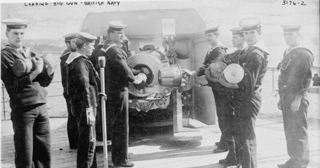 Sailors Pose While Loading A 6 Inch (152 Mm) Gun Aboard Ariadne