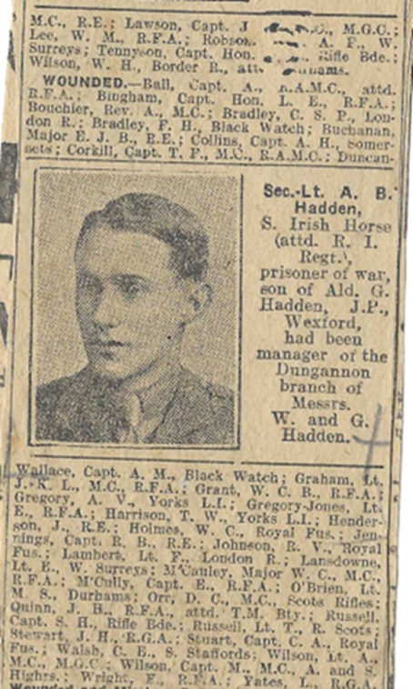A newspaper report of Addison as a prisoner of war