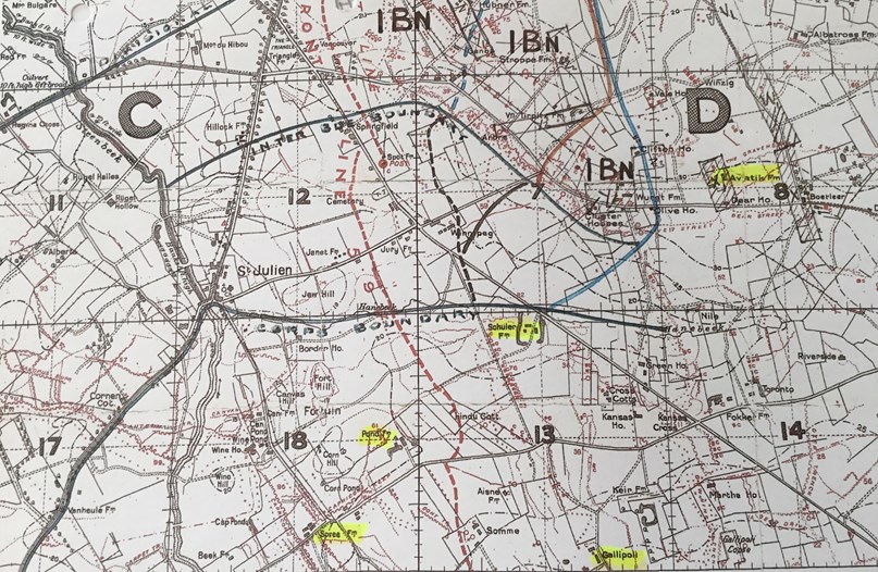 A Map Showing German Strongpoints 31 July 1917