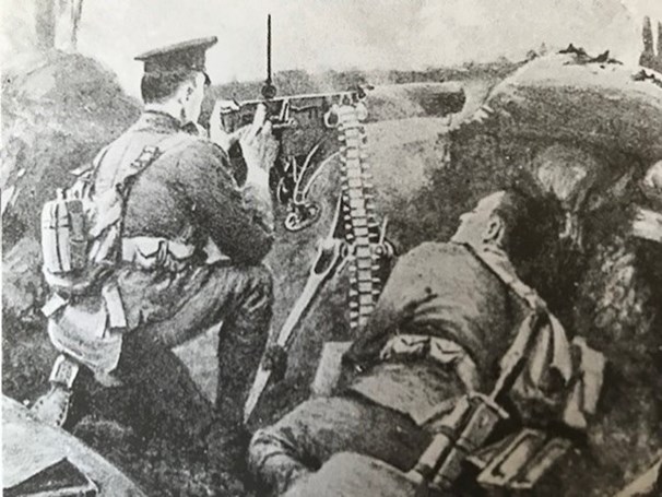 Artist’s impression of Rifleman Frederick Hamilton at Hooge Crater.