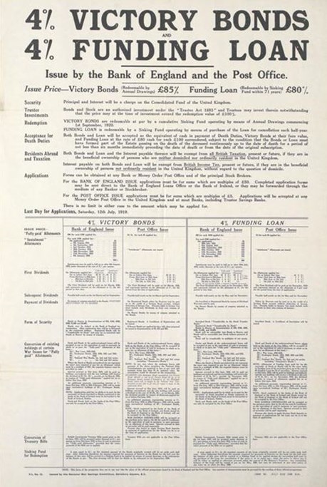 Government Bond called 'Victory Bonds' issued in 1919