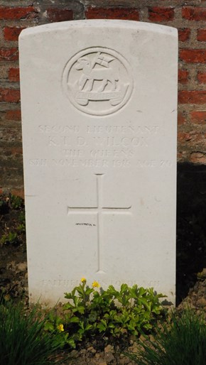 Lt KTD Wilcox's Headstone At Reninghelst Churchyard Extension
