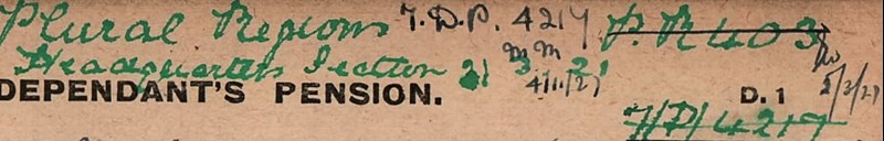 Charles Bennett Pension Record Card Close Up