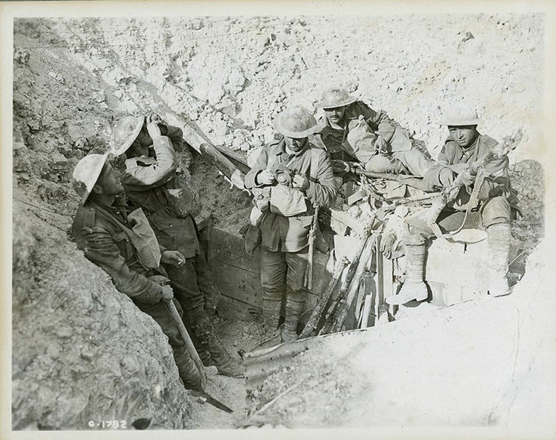 Anadian Soldiers In A Captured German Trench During The Battle Of Hill 70 In August 1917