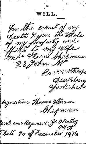 Thomas William Chapman's Will
