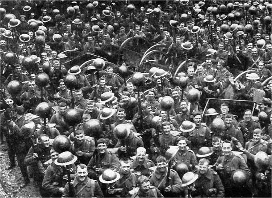 Men Of The Loyal North Lancahire Regiment With Their New Steel Helmets In 1916