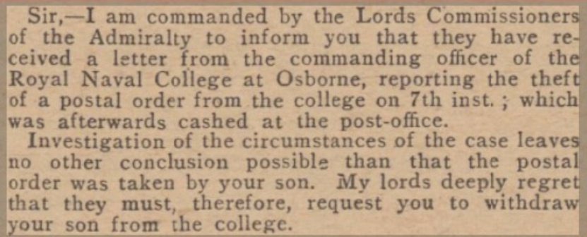 The Text Of The Letter Sent To George’S Father. Daily Mirror – 27 July 1910 (1)