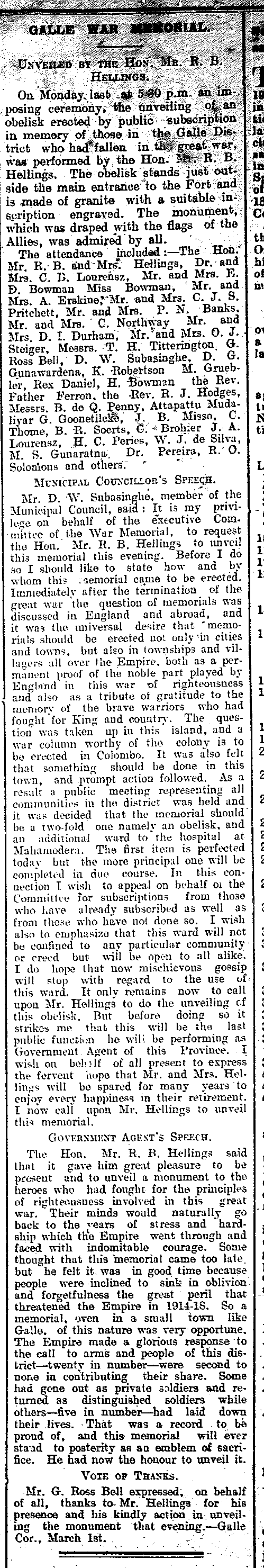 News Of The Unveiling Of The Monument