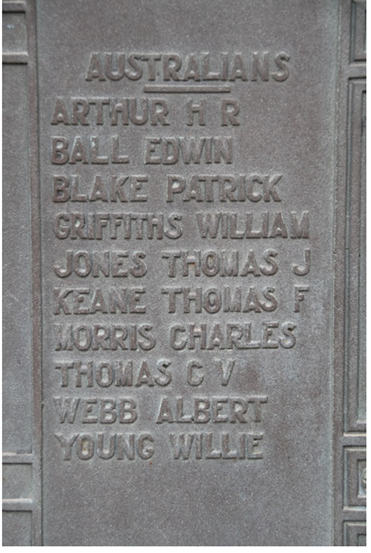 Charles Norris’s misspelt name on Swansea War Memorial.
