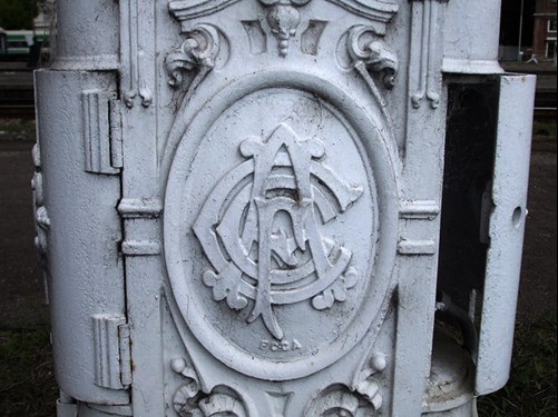 Logo Of The Central Argentine Railway Company Engraved On A Column In Retiro Station