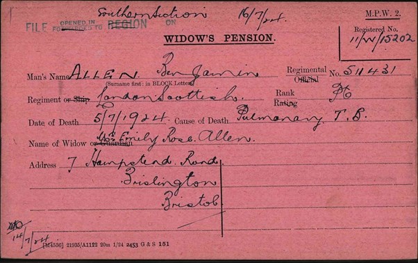 A 'Regimental Card' Allen