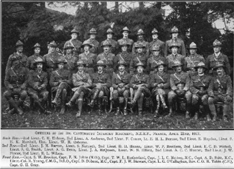 Canterbury Regiment Officers April 1917.