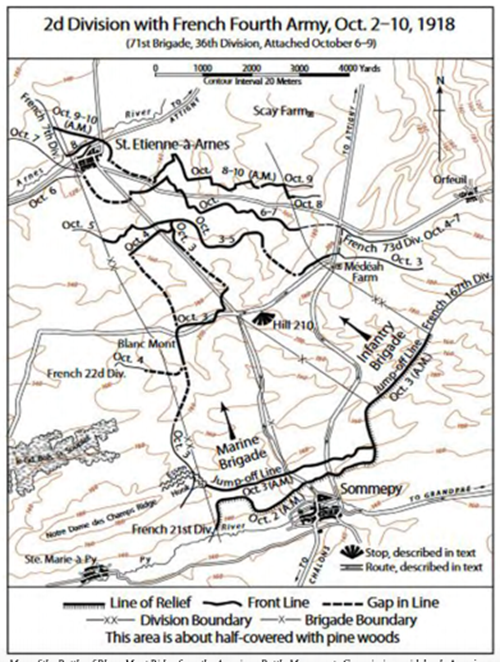 U.S. Map Battle Of Blanc Mont Ridge