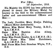 MM Awarded To Women 1.9.1916