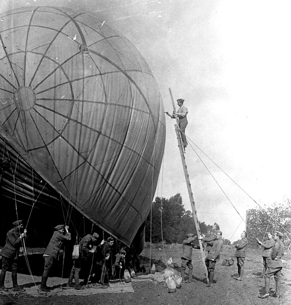 Kite Balloon Being Repaired Prior To Ascent, Oct 1916
