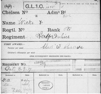 Figure 5 Cover Sheet For Chelsea Pension Showing 1918 Reference