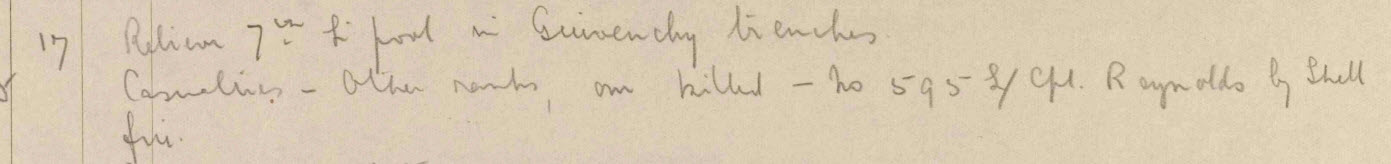Battalion War Diary For 17 July 1915