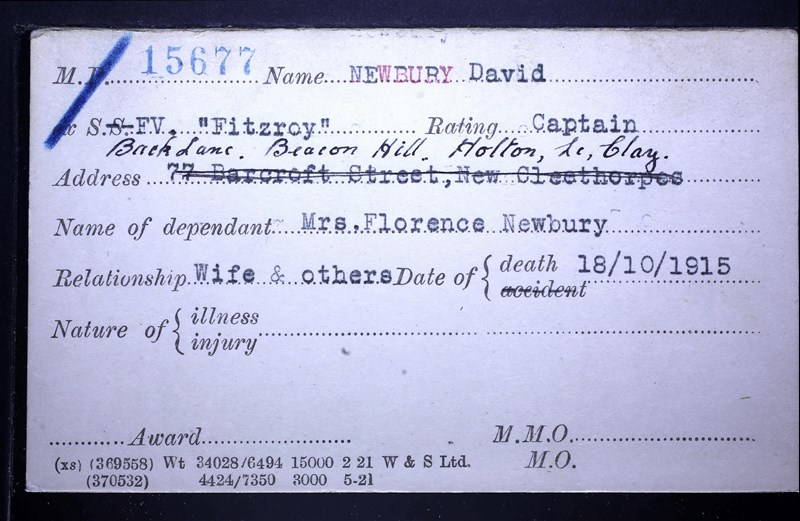 Card In The 'Board Of Trade' Set For David Newbury