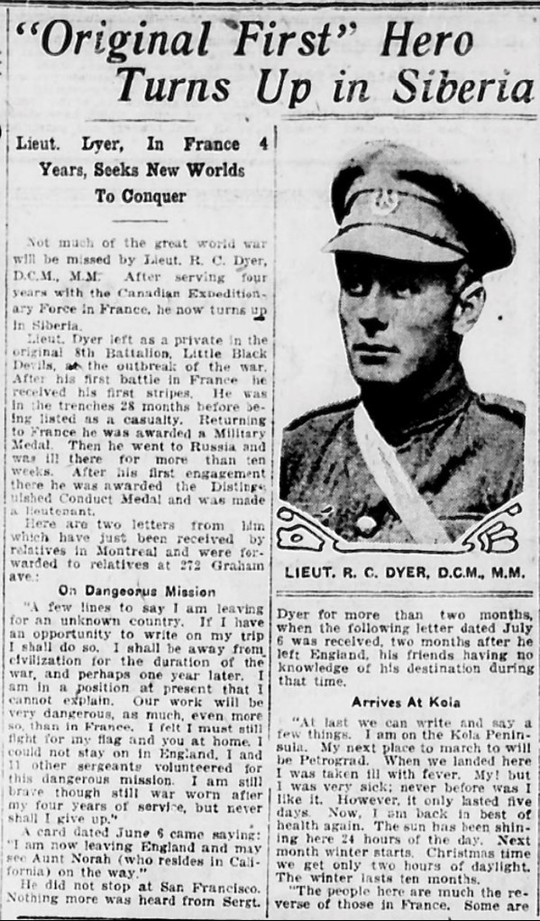 The SS City Of Marseille On Which Dyer Travelled To Russia And A Newspaper Article In The Canadian Press 1918