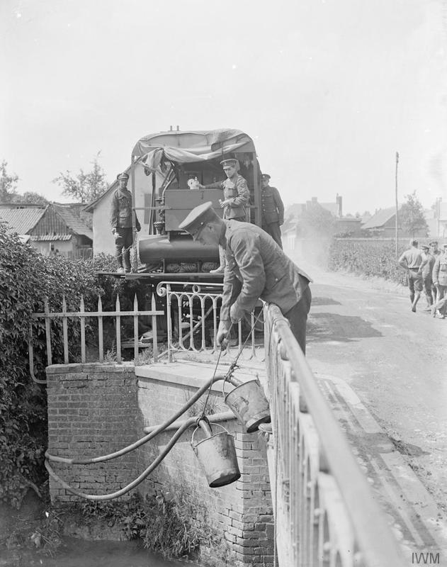 Lowering Pipes Into The River Authie At Auxi That The Water May Be Treated By The Depoisoning And Sterilizing Plant Of No. 2 Water Tank Company ASC (Attached To The 718Th Motor Transport Company, Army Service Corps).
