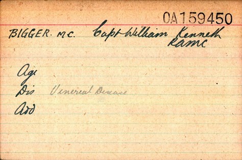 William Bigger Pension Record Card
