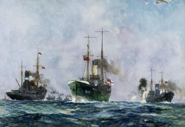'Armed Trawlers From Hull And Grimsby' By Artist Frank H Mason