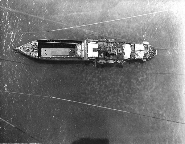 A View Of HMS Manica From The Basket Of The Kite Balloon