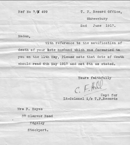 Territorial Force Record Office 2Nd June 1917