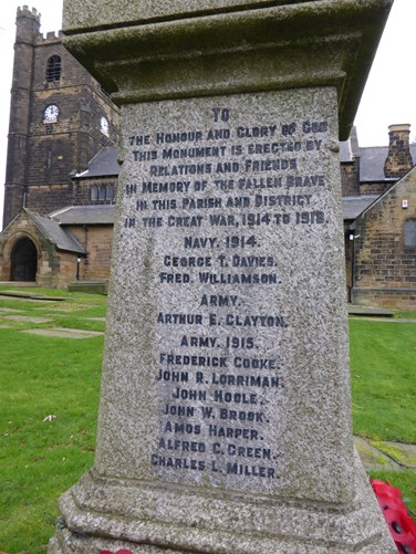 The War Memorial In East Ardsley Church Grounds Naming Frederick Cooke.