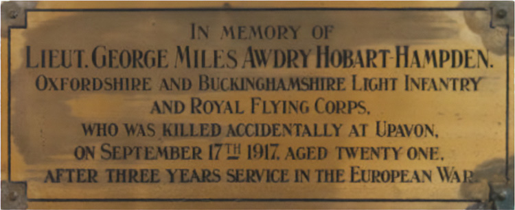 Lieutenant G.M.A. Hobart Hampden Rememberance Plaque