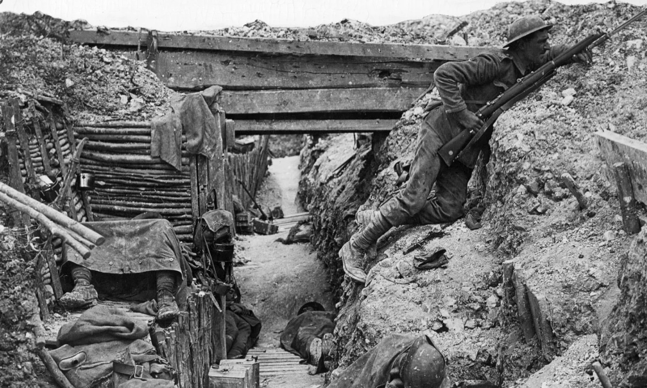 British Soldier Inside Trench WW1