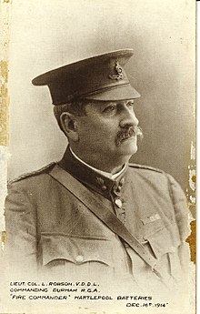 Colonel Lancelot Robson V.D.D.L., Commanding Durham R.G.A. (Royal Garrison Artillery), Fire Commander, Hartlepool Batteries, Dec. 16Th 1914.