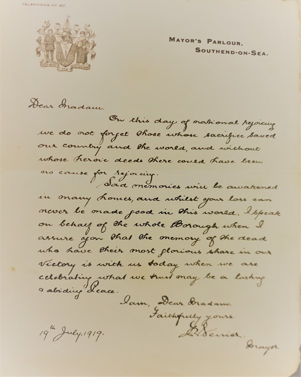 Mayor’s letter July 1919
