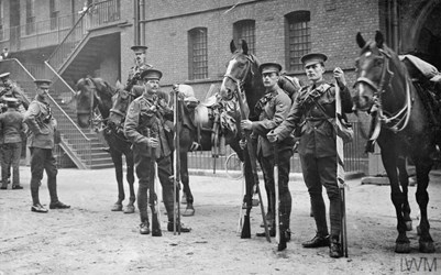 The First Contingent Of 1St Life Guards Ready To Leave Knightsbridge Barracks For The War.