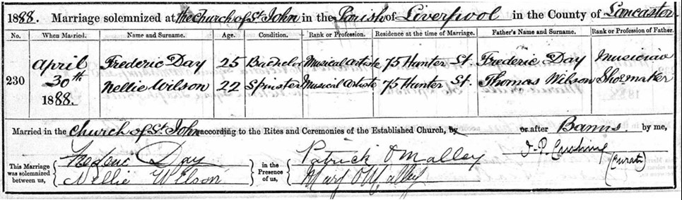 Marriage Certificate Frederic And Nellie