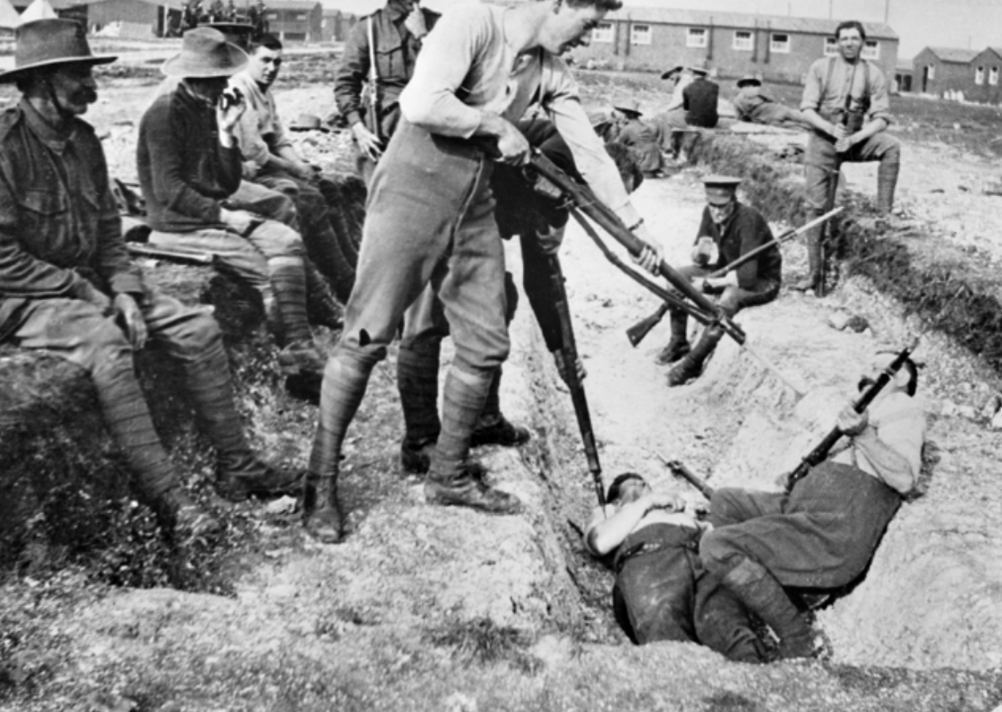 Members Of The 3Rd Pioneer Battalion, AIF Training In Bayonet Fighting At Lark Hill, England 5 August 1916