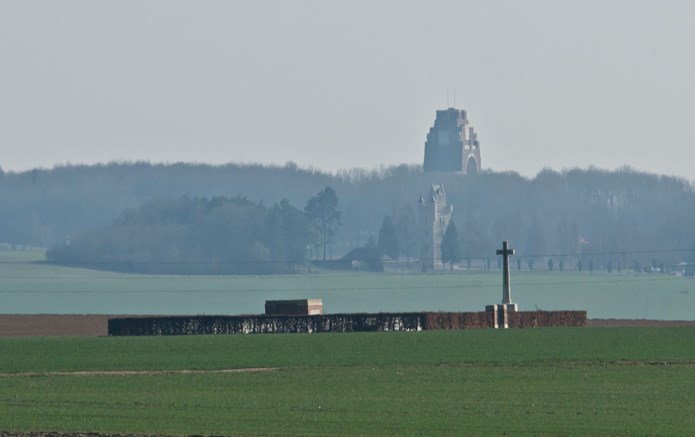 New Munich Trench Cemetery With The Ulster Tower And Thiepval In The Distance.