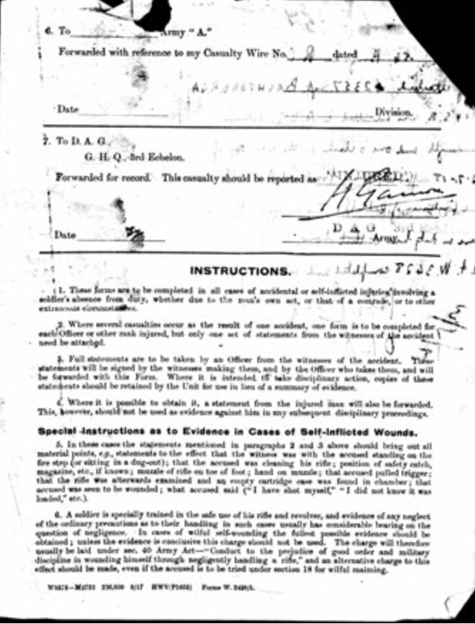 Army Form W.3428.Report 2