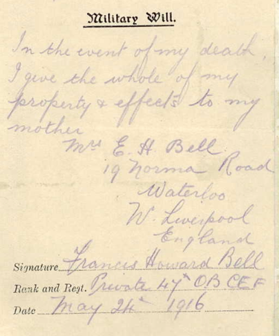 Francis Howard Bell Will