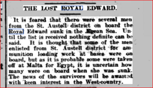 This In The Cornish Guardian On 20 August 1915.