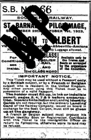 The Front Cover Of The Ticket Issued To Mr Horey And One Of The Vouchers Showing Mr Horey's Details.