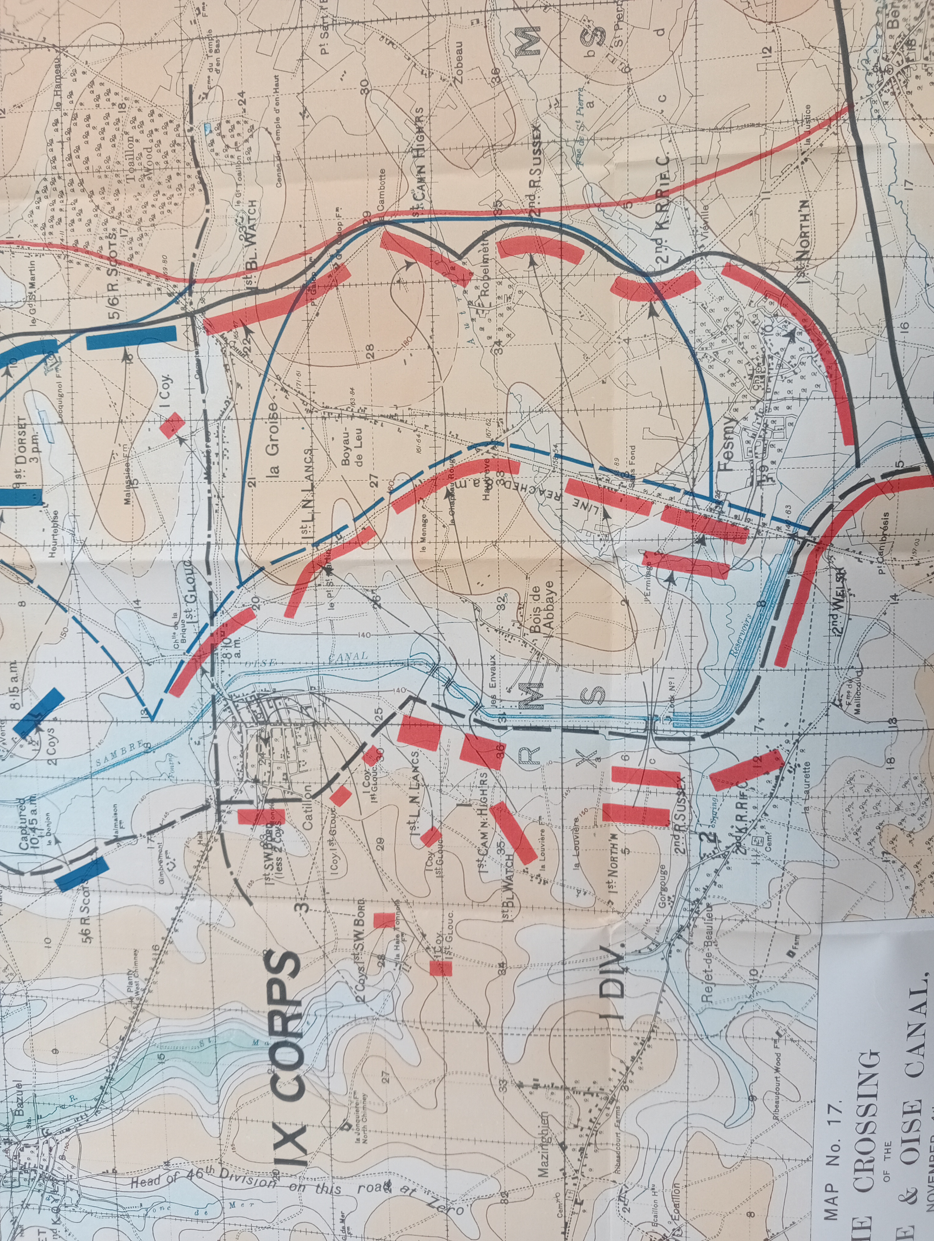 Fourth Army Map 17 The Crossing Of The Sambre And Oise Canal November 4Th (2)