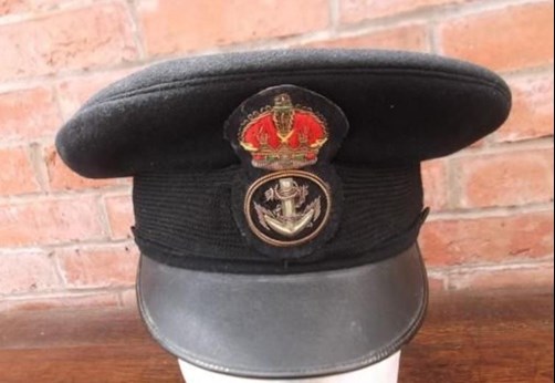 A Royal Navy transport officer’s cap from 1914
