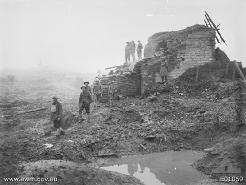 A Group Of Australian Soldiers Quartered At One Of The Old German Reinforced Concrete Pillboxes, Known As 'Kit And Kat', Near Zonnebeke. Image Courtesy Of The Australian War Memorial AWM E01069