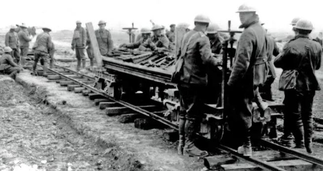 British Soldiers Constructing A Light Railway On The Western Front